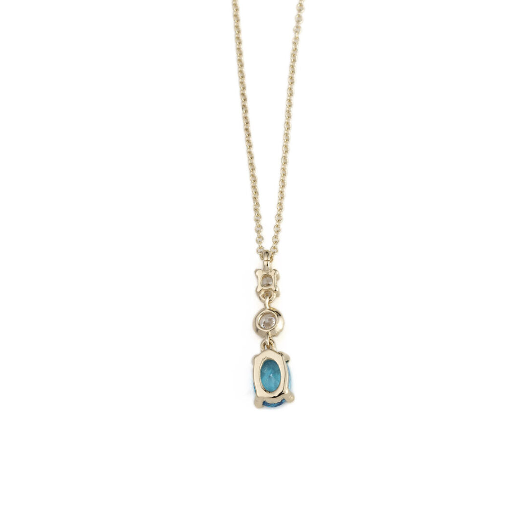 Blue Stone Dangle Necklace – 9K Gold