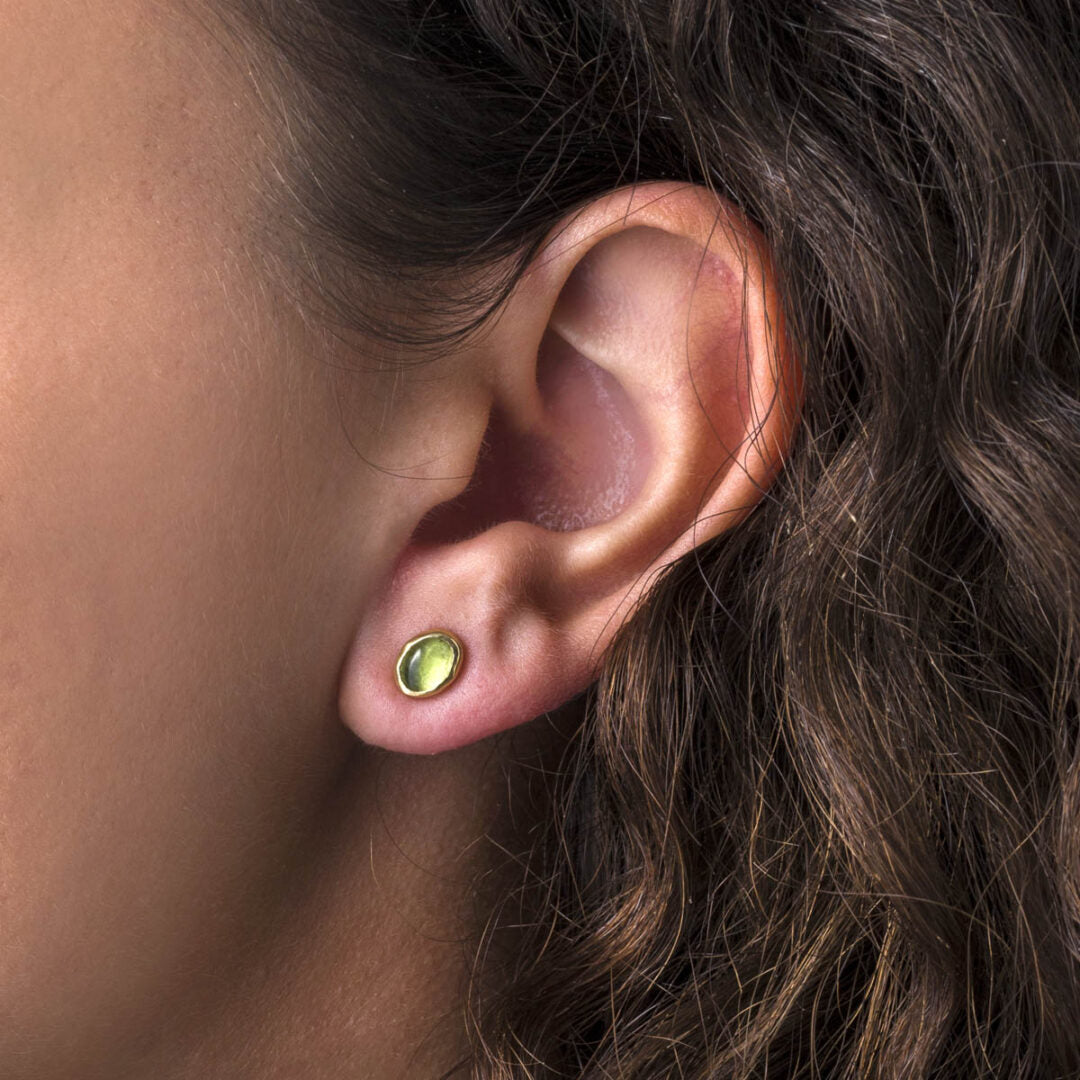 Peridot Stud Earrings - 925° Sterling Silver and Gold Plated