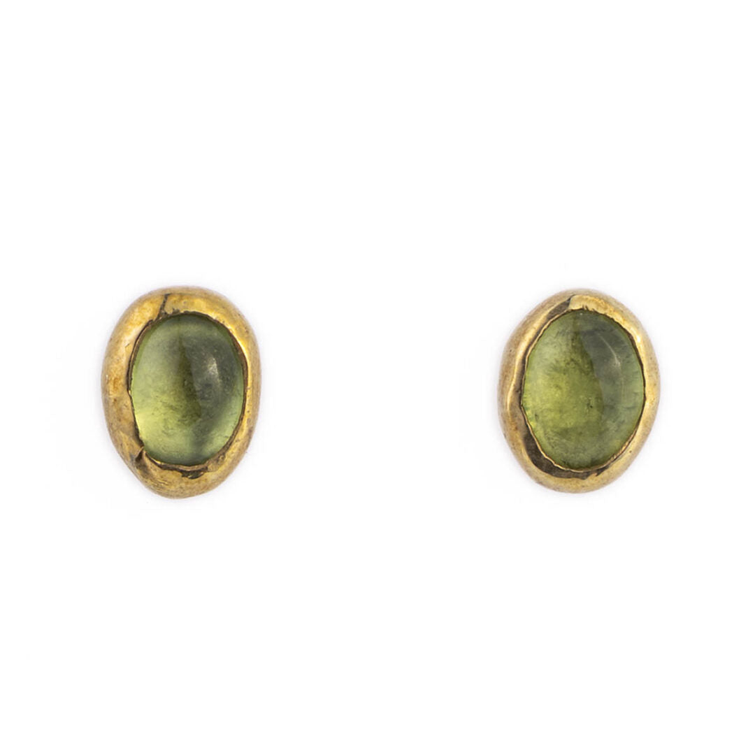 Peridot Stud Earrings - 925° Sterling Silver and Gold Plated
