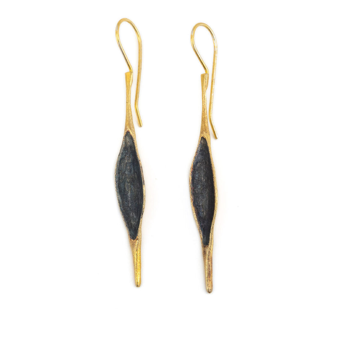 Olive Leaf Earrings - Sterling Silver Gold Plated