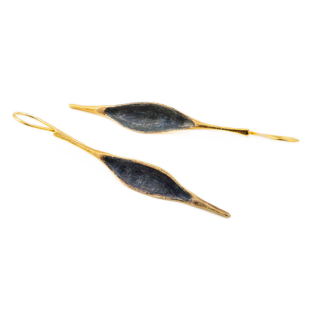 Olive Leaf Earrings - Sterling Silver Gold Plated