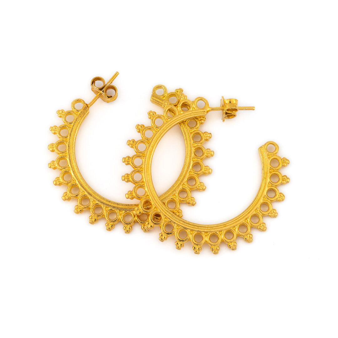 Sterling Silver Gold Plated Hoops Earrings