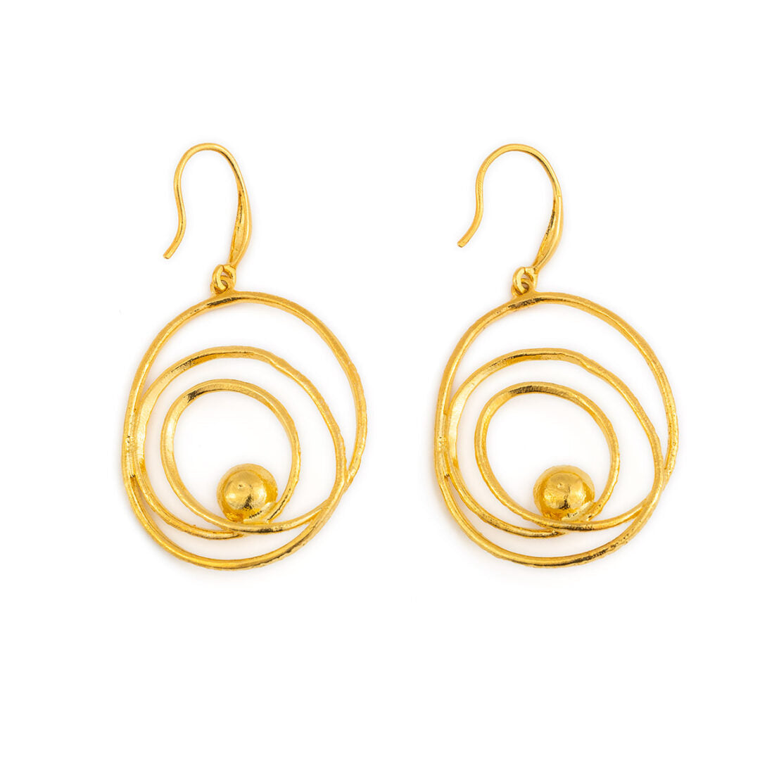 Gold Plated Sterling Silver Circle Pearl Earrings
