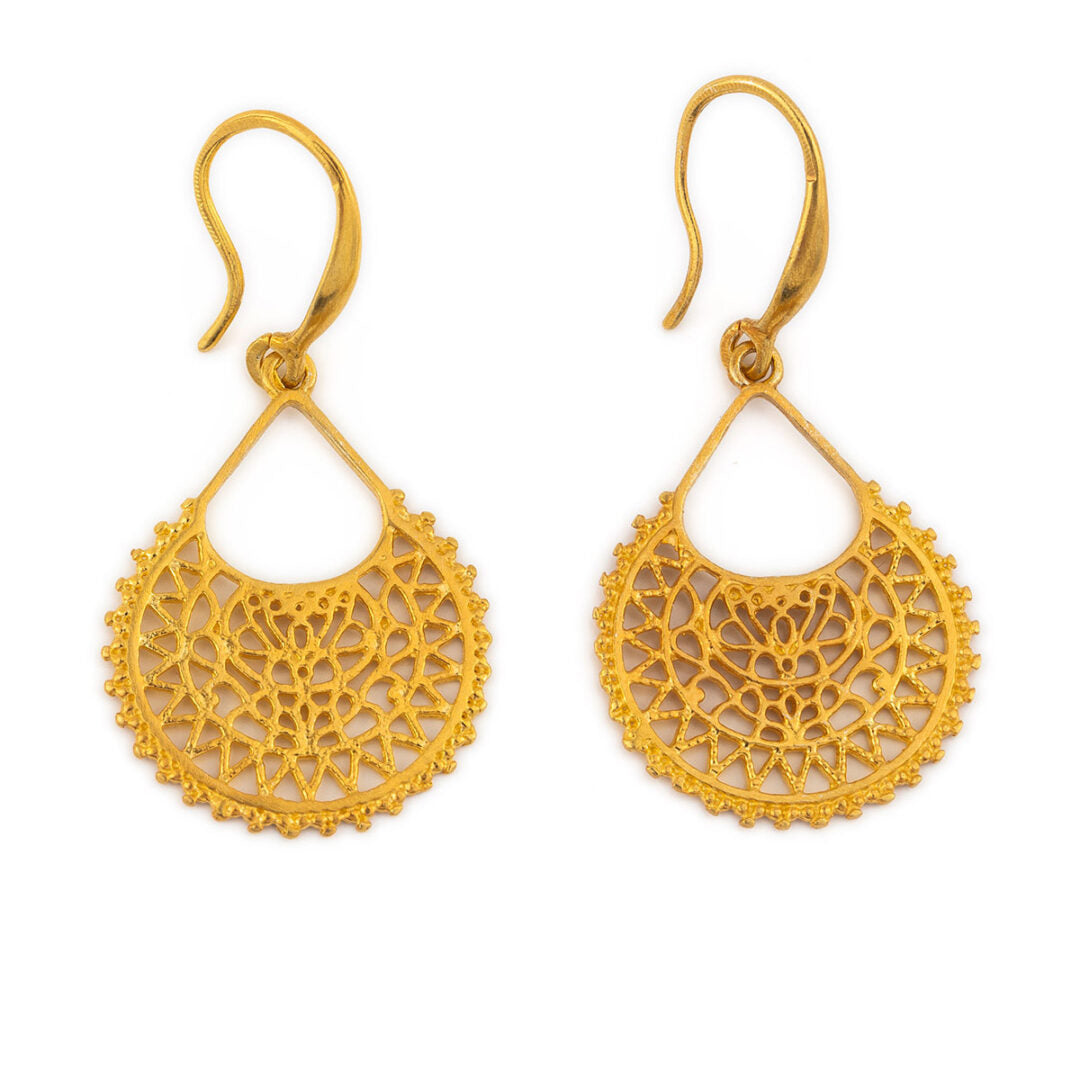 Sterling Silver Gold Plated Lace Earrings