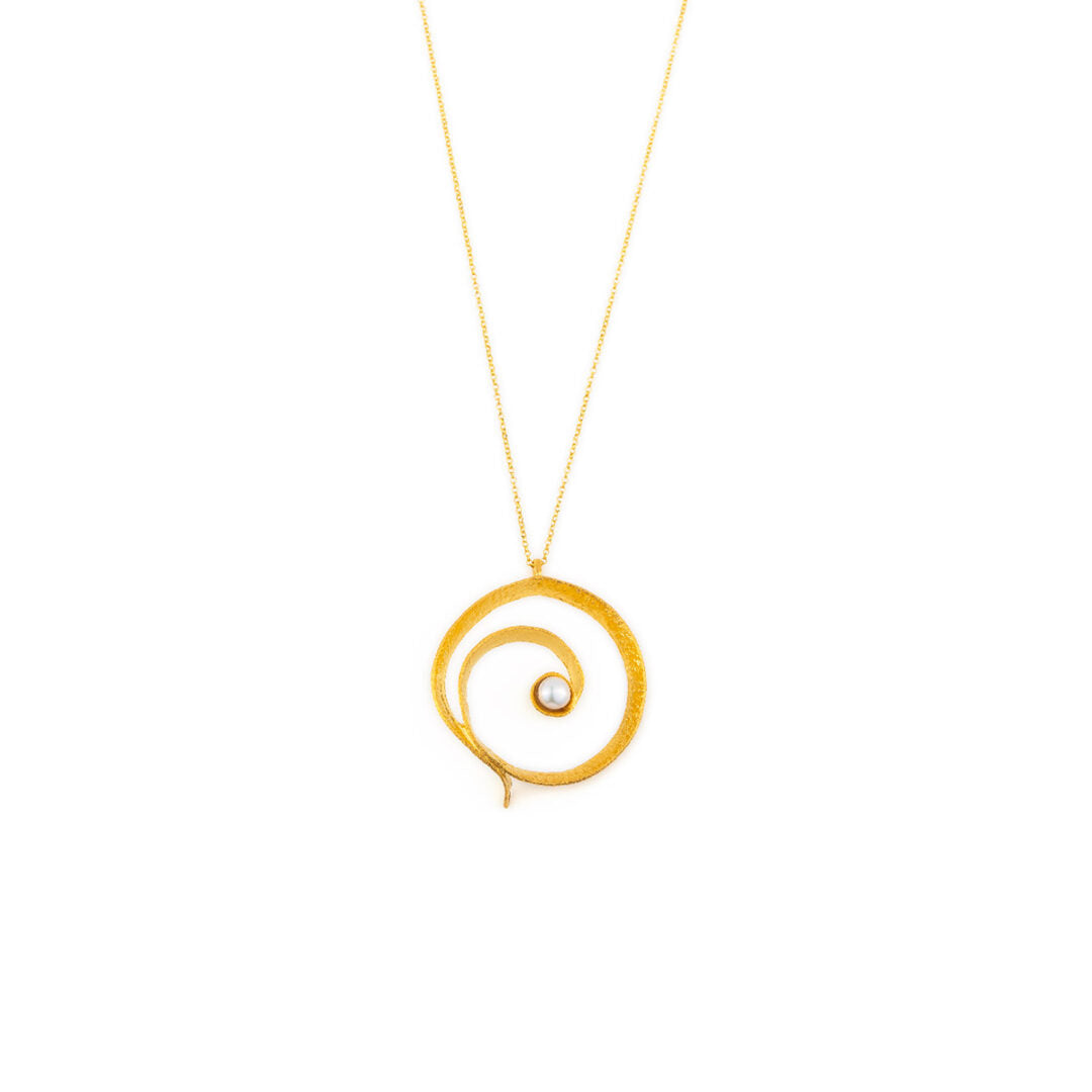 Pearl Circle Necklace - Sterling Silver Gold Plated