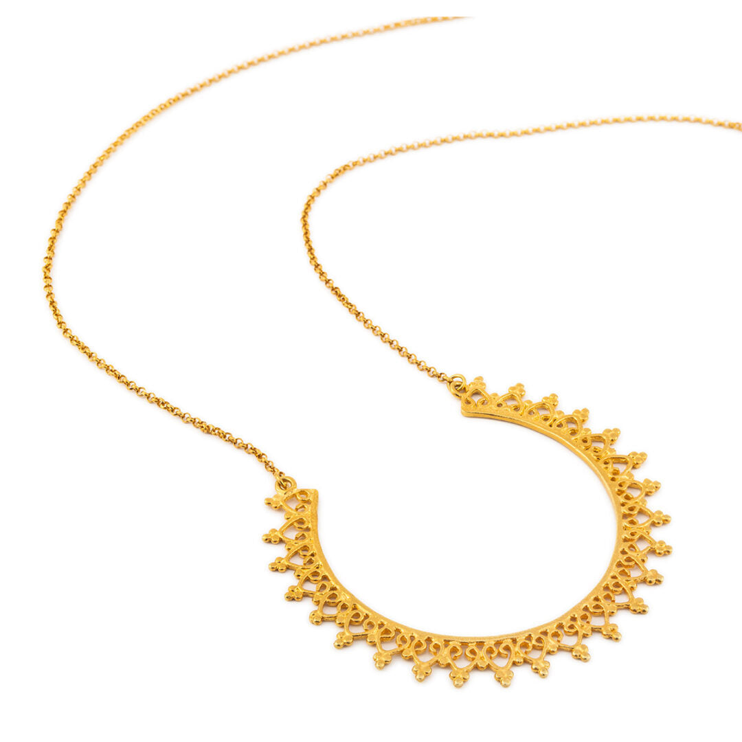 Sterling Silver Gold Plated Granulate Necklace