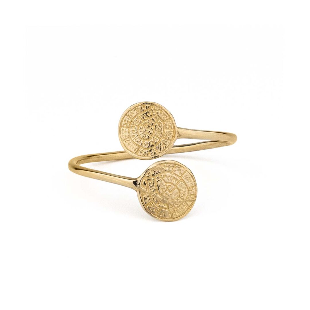 14k Gold Double Phaistos Disc Ring