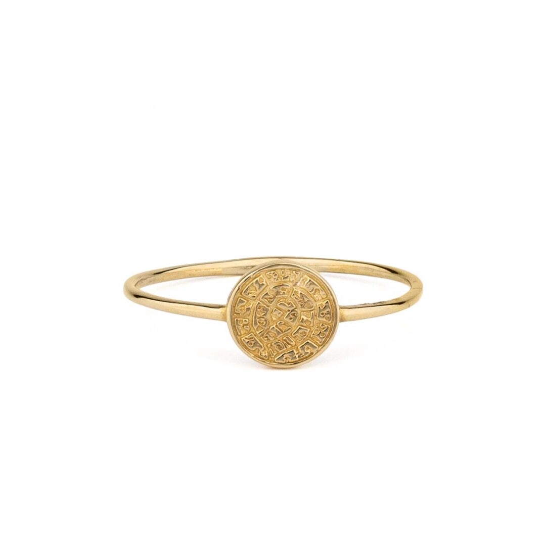 Phaistos Disc Ring - 14k Gold