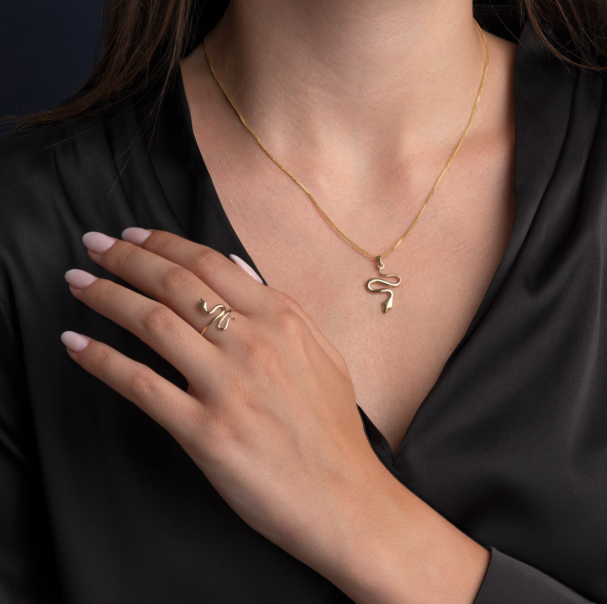 14K Gold Snake Pendant