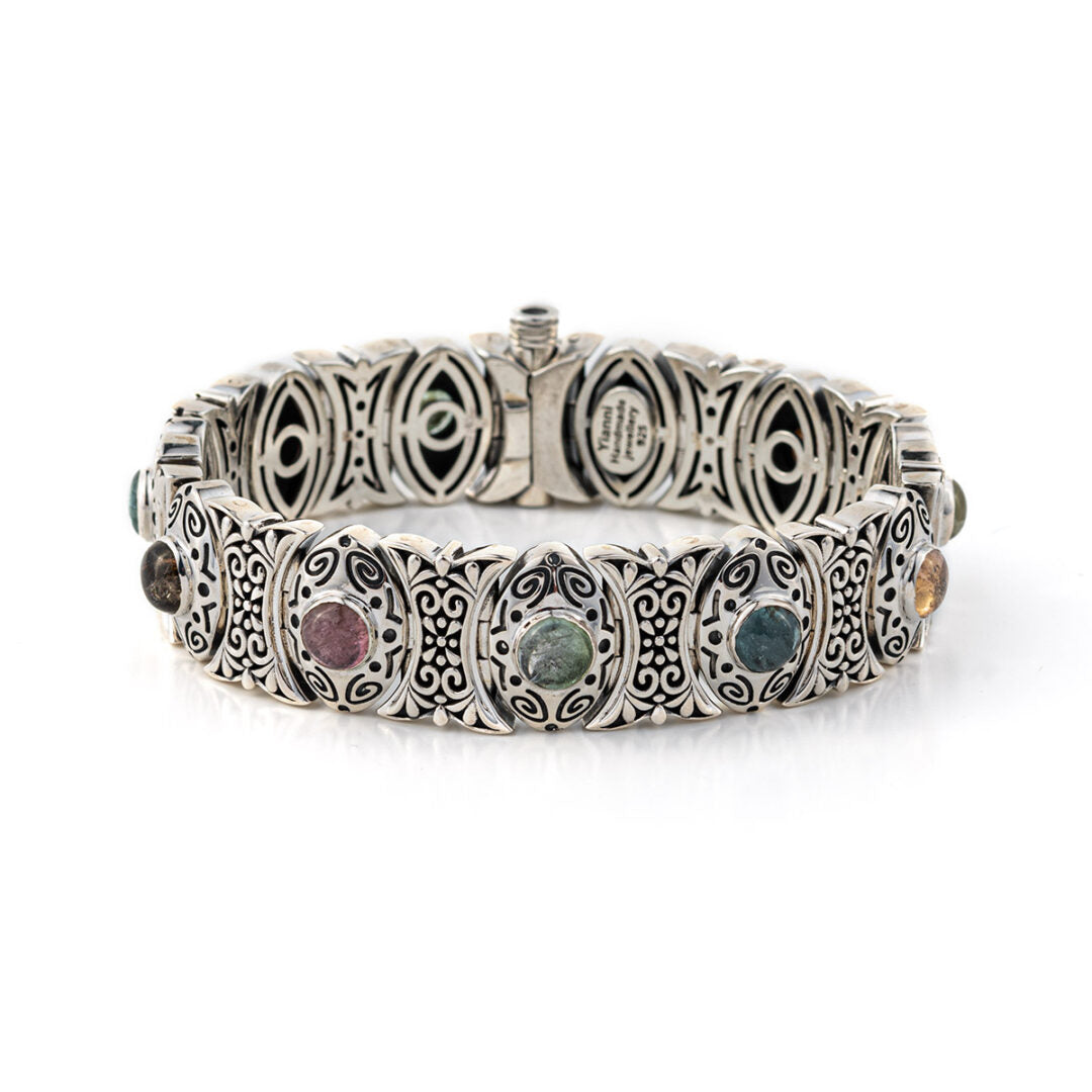 Byzantine Link Bracelet with Gemstones – Sterling Silver Yianni Jewelry