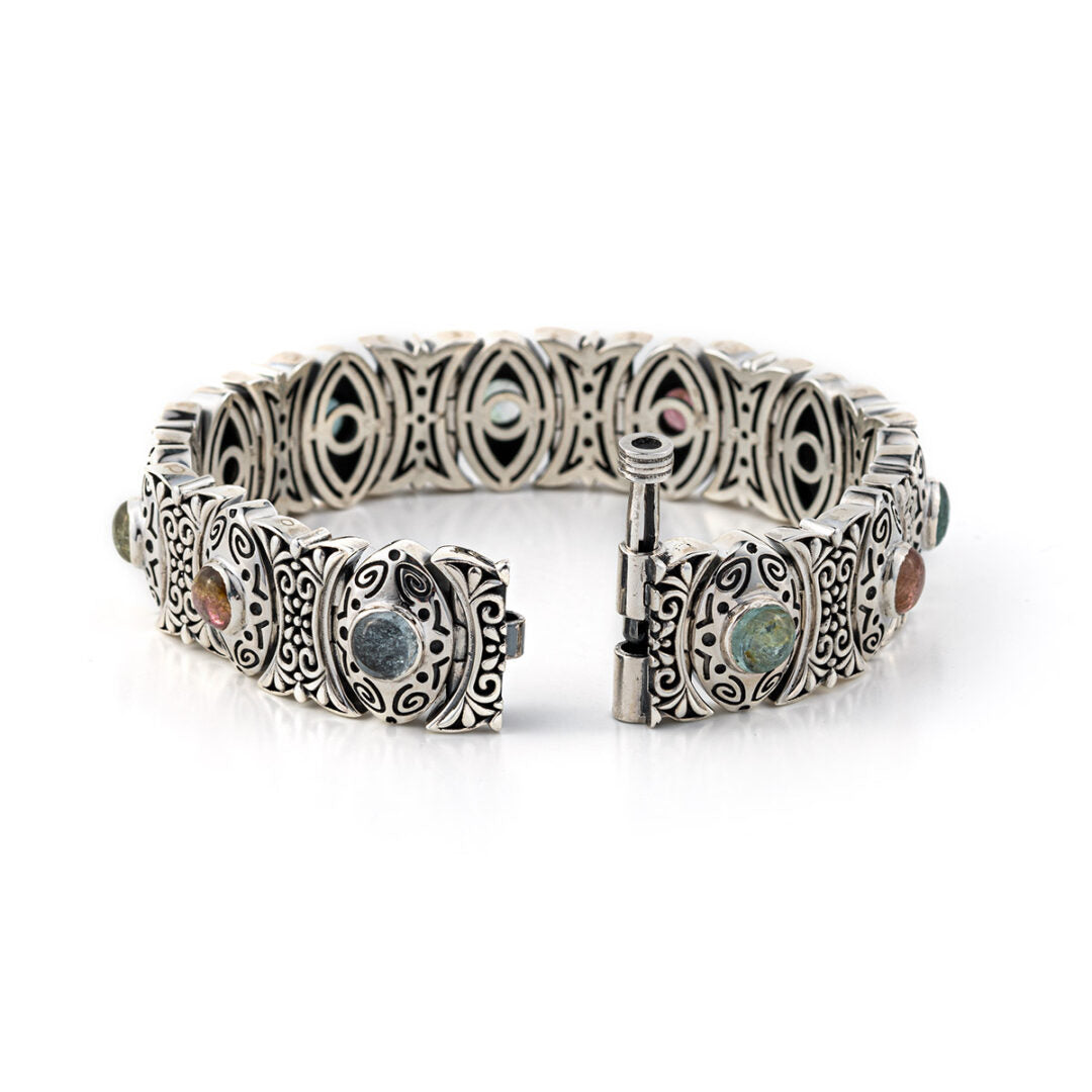Byzantine Link Bracelet with Gemstones – Sterling Silver Yianni Jewelry