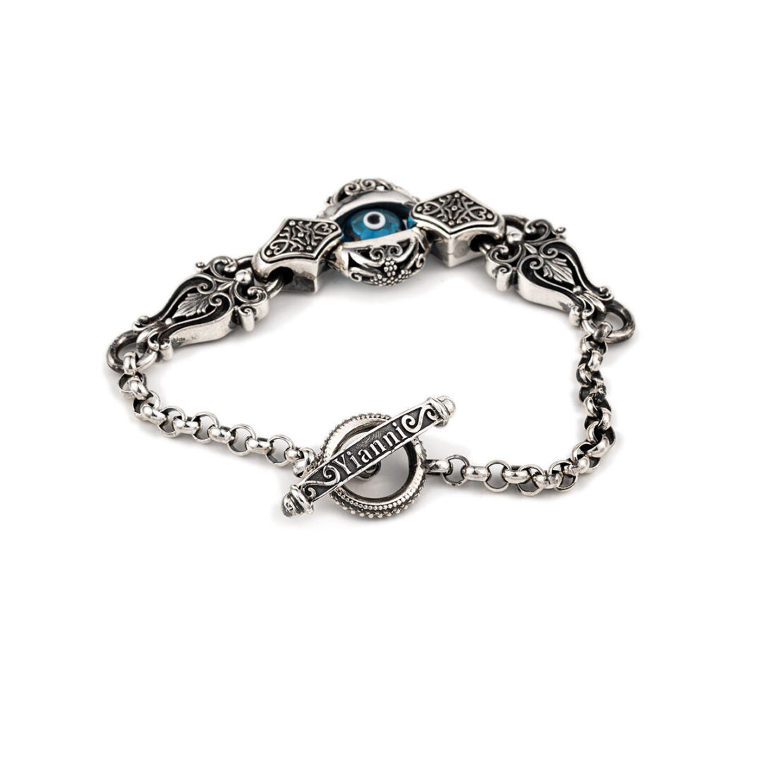 Evil Eye Chain Bracelet Sterling Silver - Yianni Jewelry