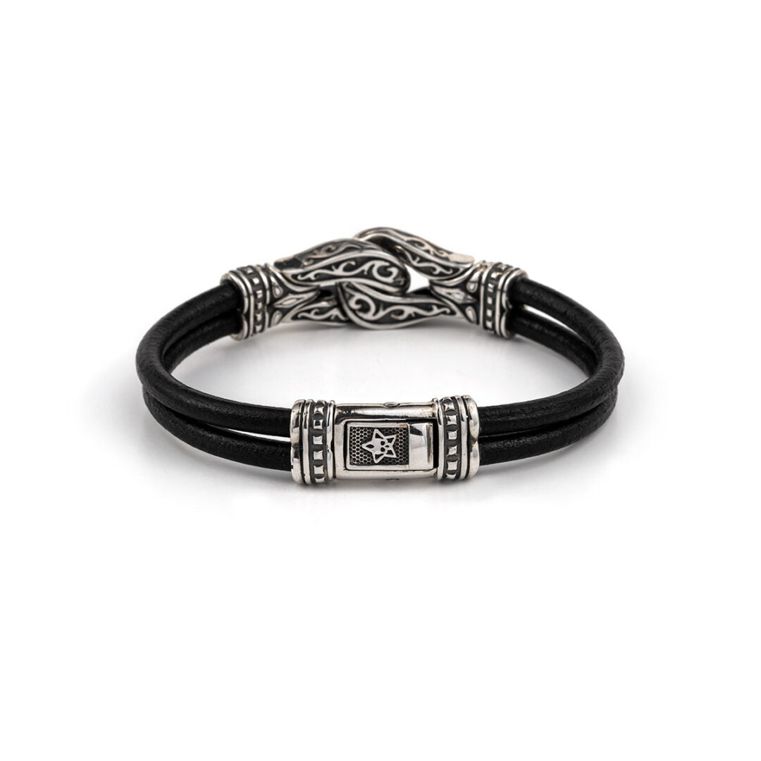 Hercules Leather Bracelet – Sterling Silver Yianni Jewelry