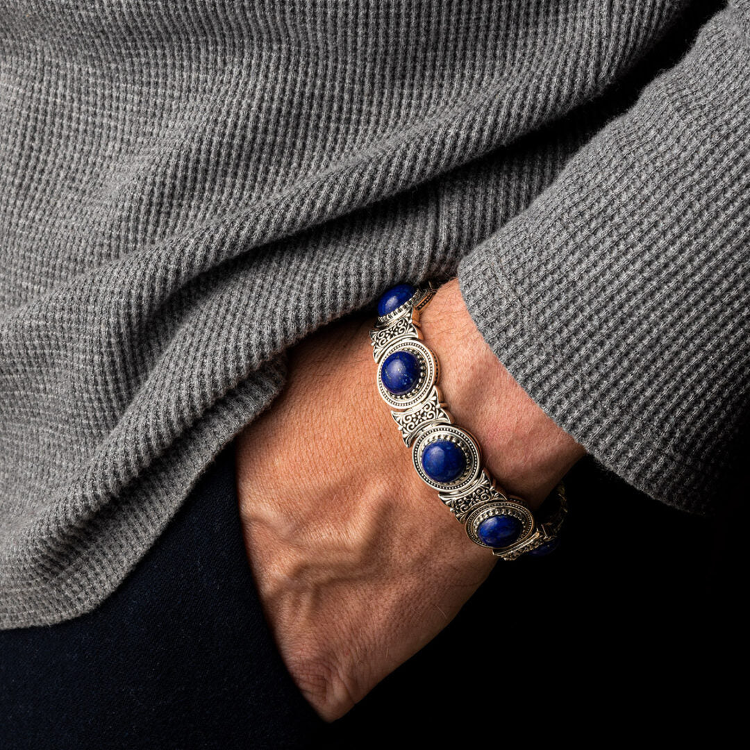 Lapis Lazuli Link Bracelet – Sterling Silver Yianni Jewelry
