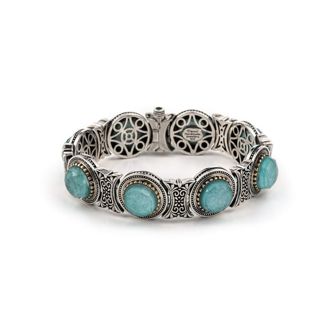 Βυζαντινό Βραχιόλι με Αμαζονίτη Ασήμι 925 - Yianni Jewelry