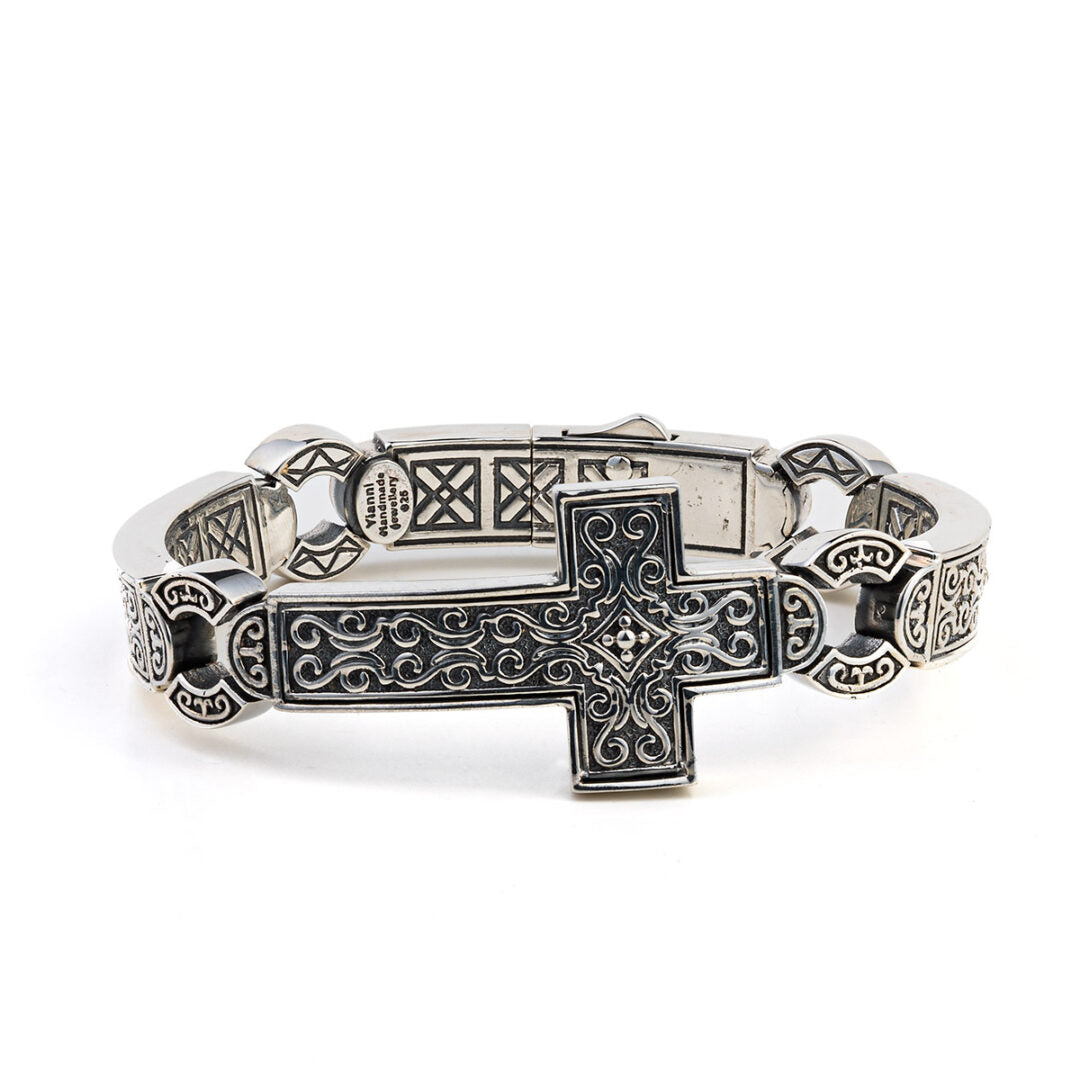Byzantine Cross Bangle Bracelet – Sterling Silver Yianni Jewelry