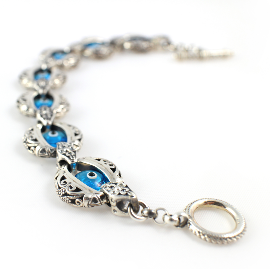Evil Eye Charm Bracelet – Sterling Silver Yianni Jewelry