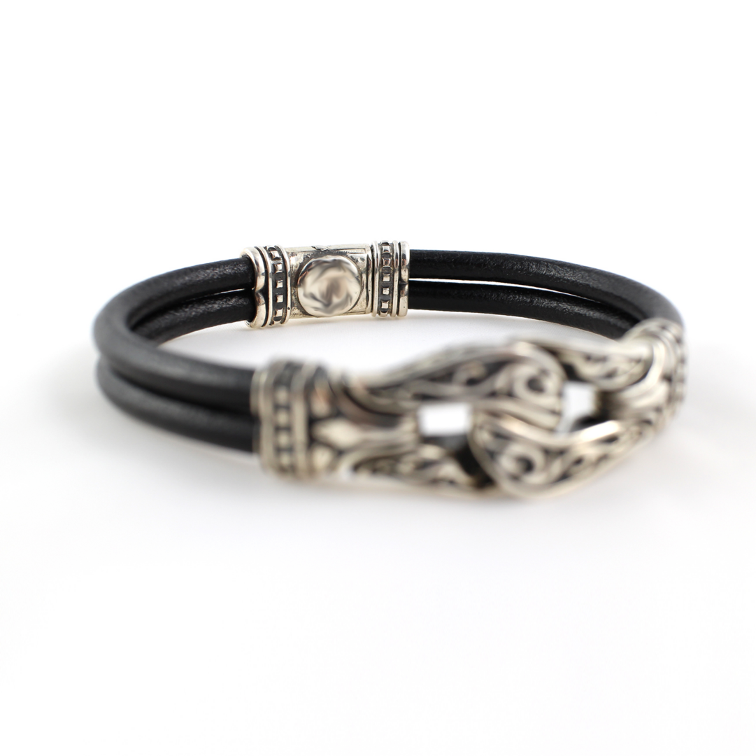 Hercules Leather Bracelet – Sterling Silver Yianni Jewelry