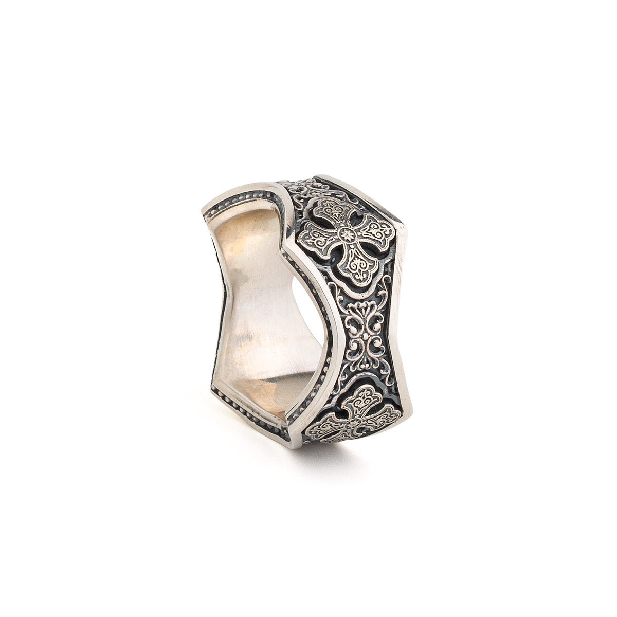 Δαχτυλίδι Βυζαντινό με Σταυρό από Ασήμι 925 - Yianni Jewelry