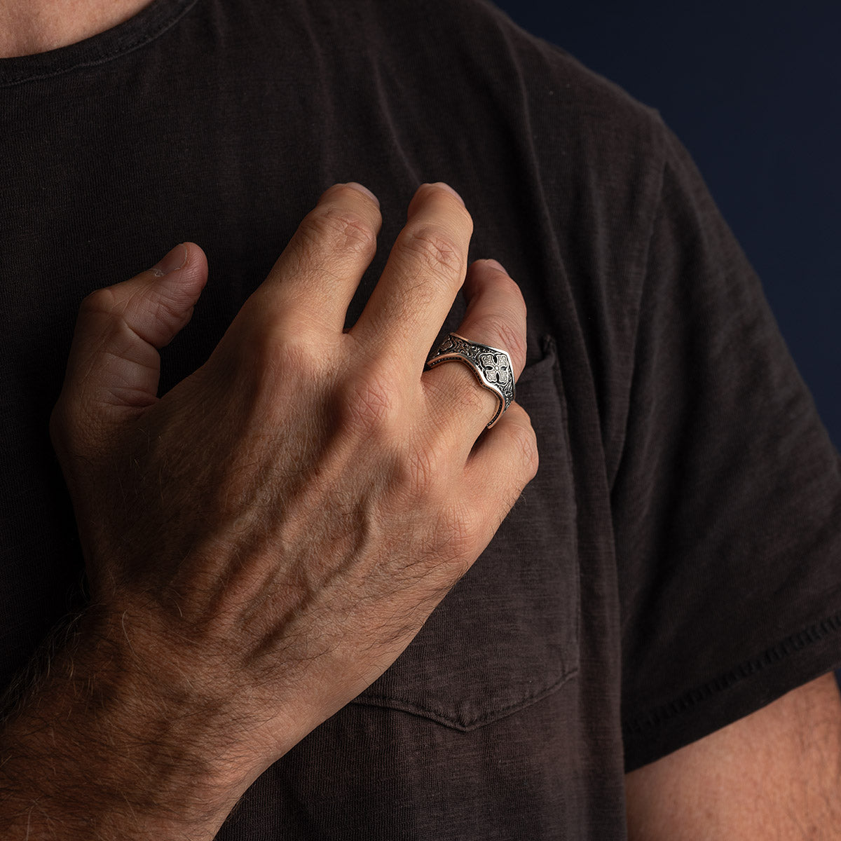 Δαχτυλίδι Βυζαντινό με Σταυρό από Ασήμι 925 - Yianni Jewelry