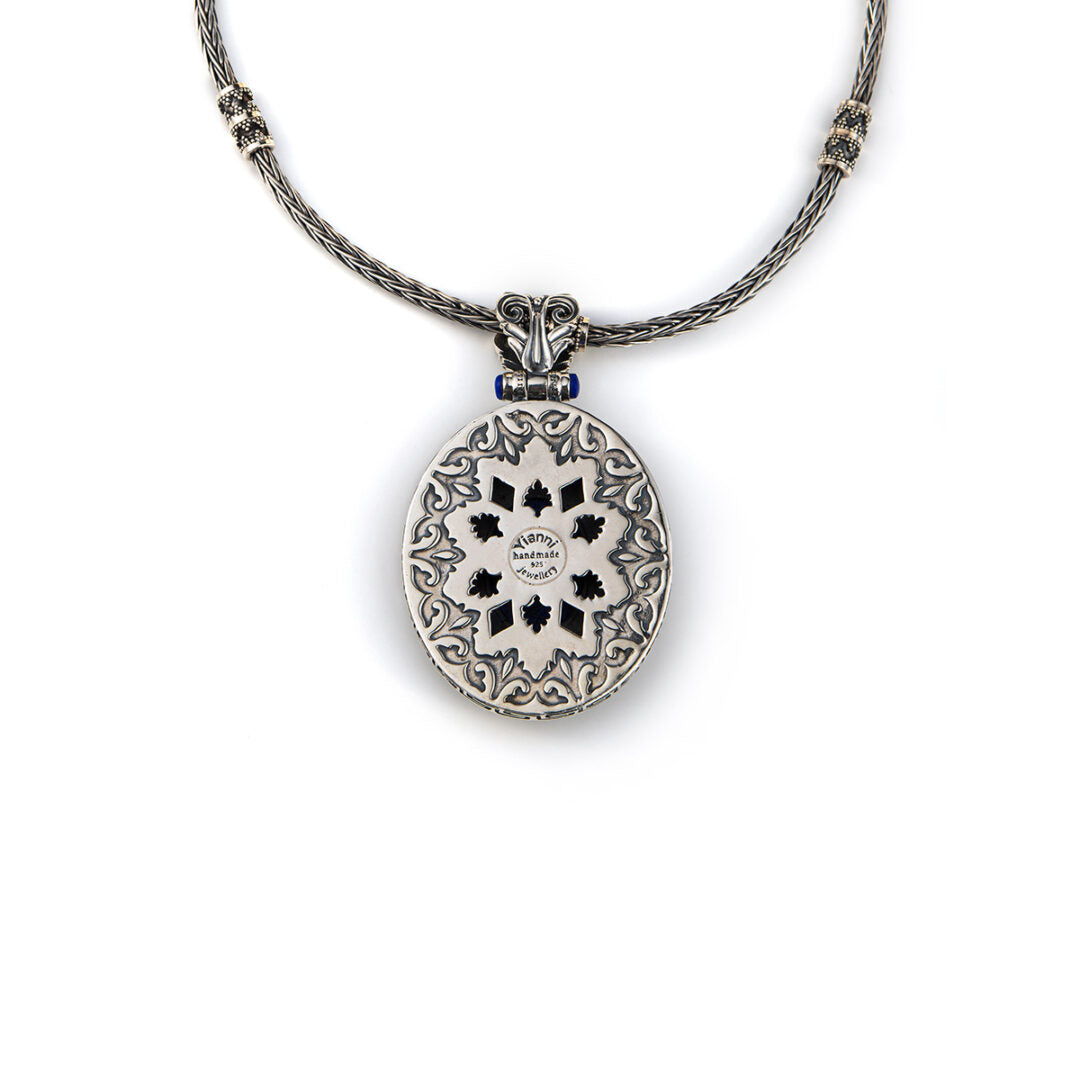 Byzantine Drop Pendant with Lapis Sterling Silver – Yianni Jewelry
