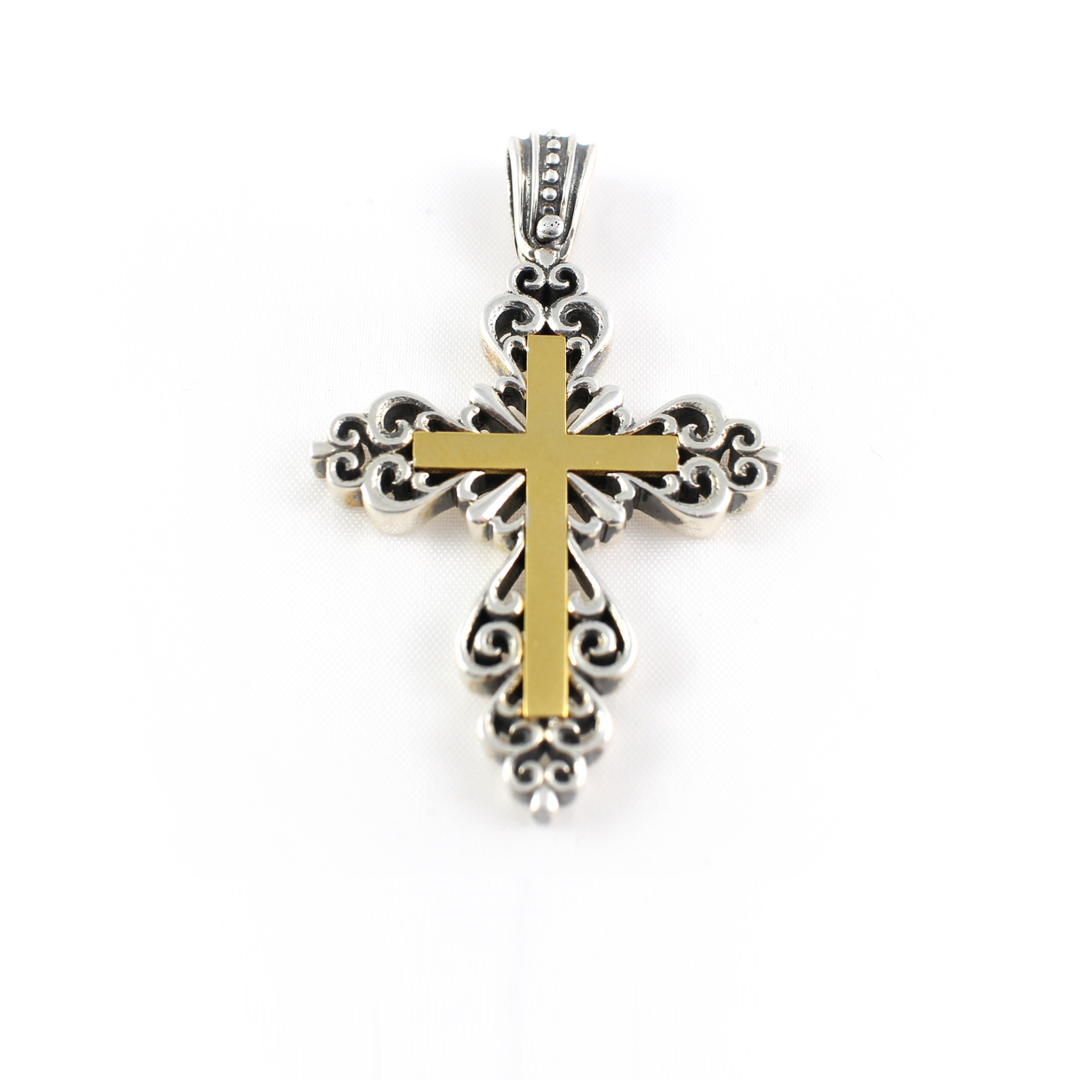 Silver Gold Plated Byzantine Cross IRENE - Yianni Jewelry