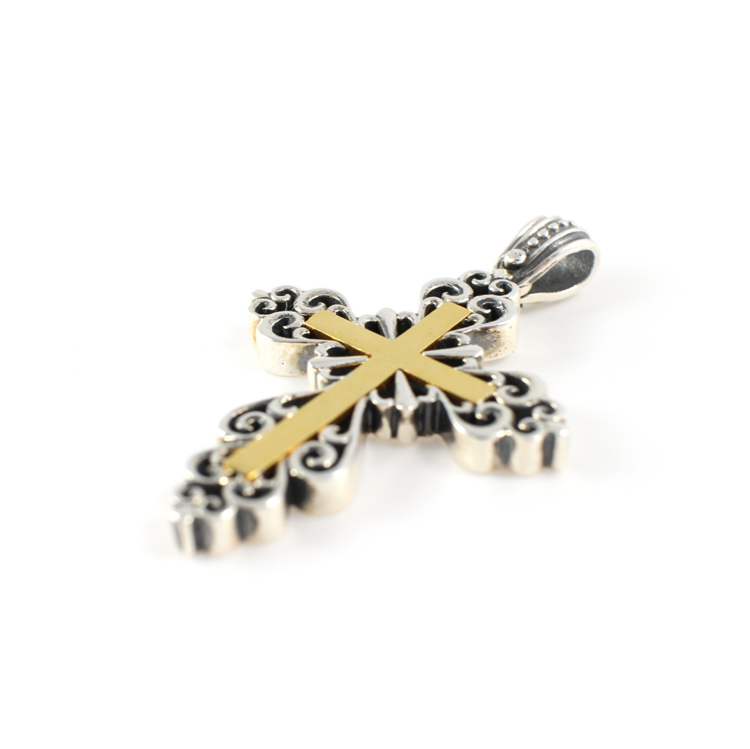 Silver Gold Plated Byzantine Cross IRENE - Yianni Jewelry
