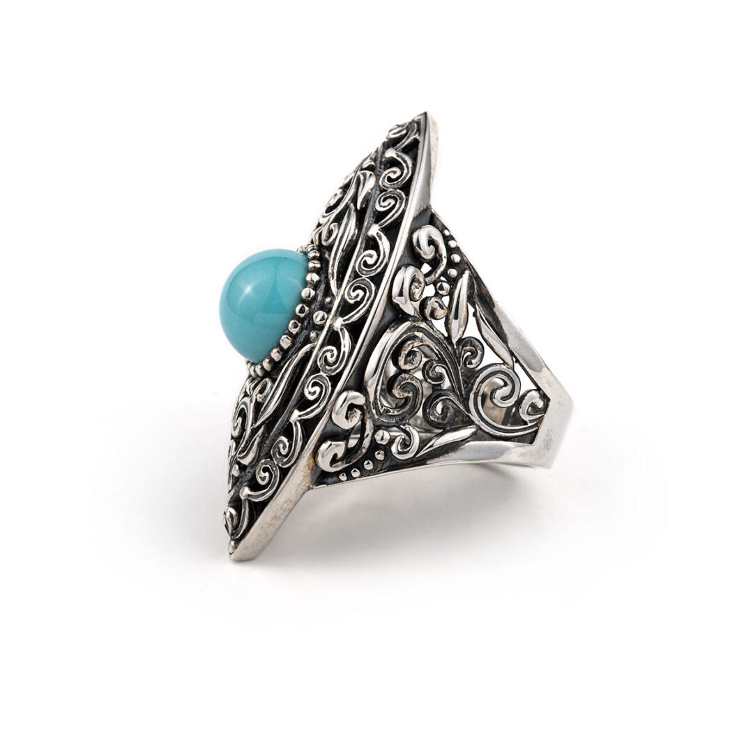 Byzantine Ring with Turquoise Sterling Silver - Yianni Jewelry