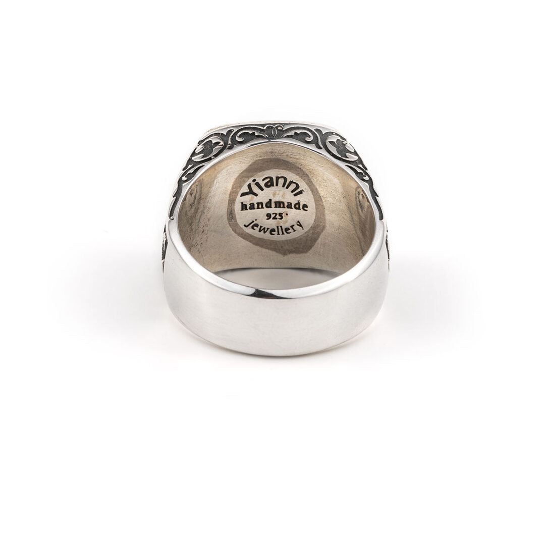 Byzantine Square Ring Sterling Silver- Yianni Jewelry