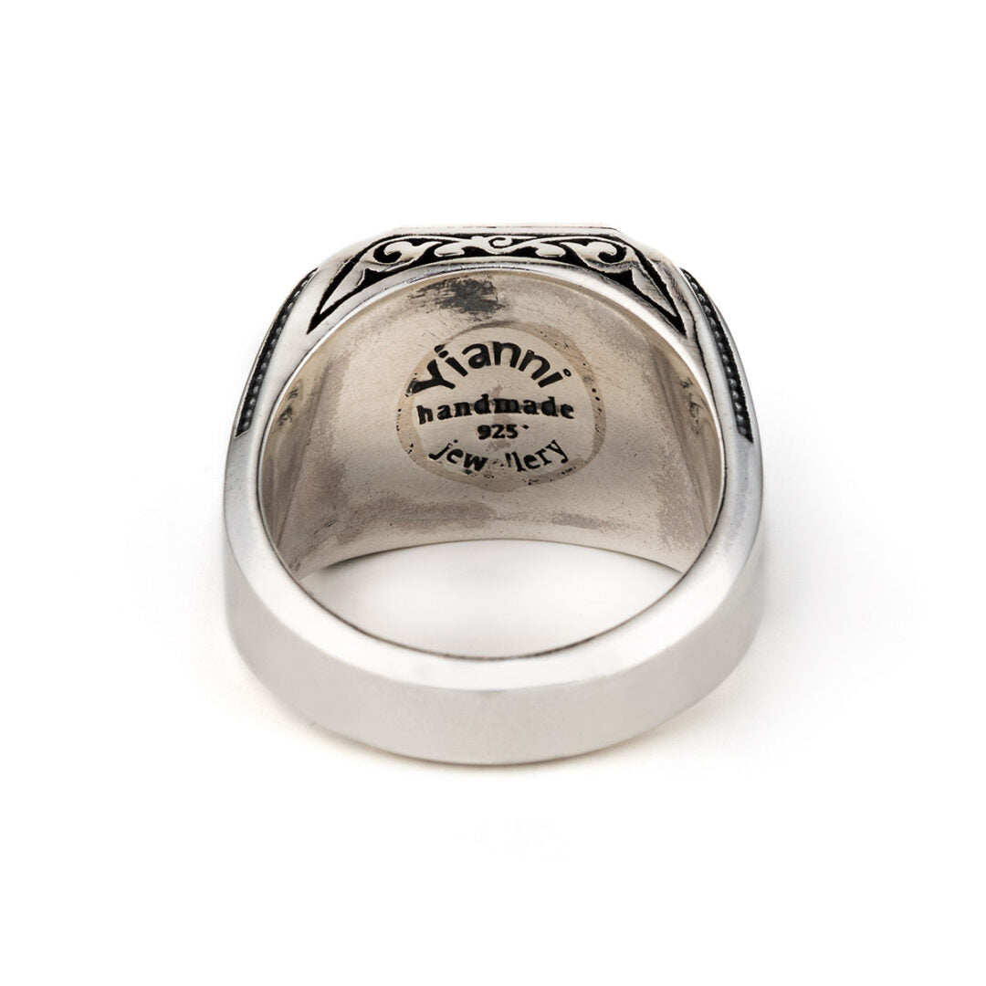 Lapis Cross Signet Ring - Sterling Silver Yianni Jewelry