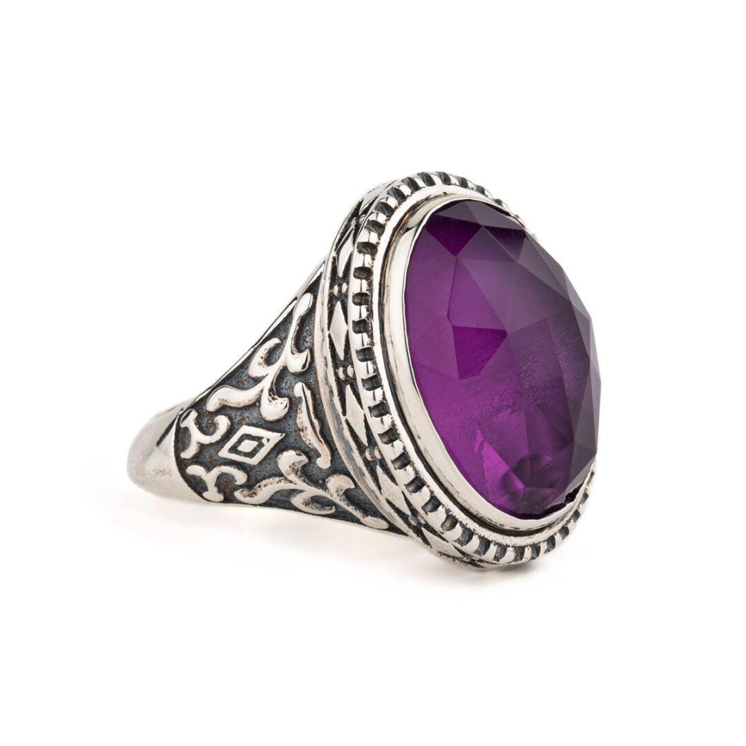 Amethyst Ring Sterling Silver - Yianni Jewelry