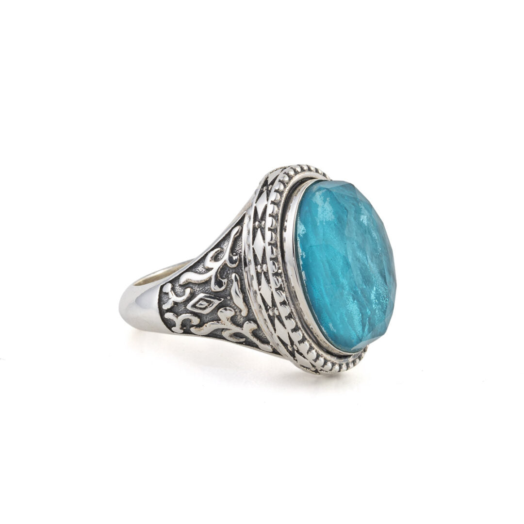 Amazonite Oval Ring Sterling Silver - Yianni Jewelry