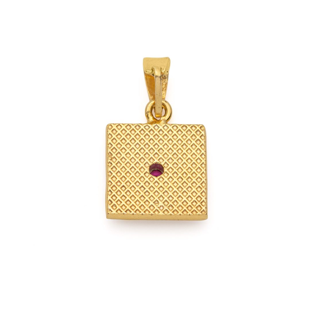 Byzantine Square Pendant in Gold Plated 925 Silver with Zircon
