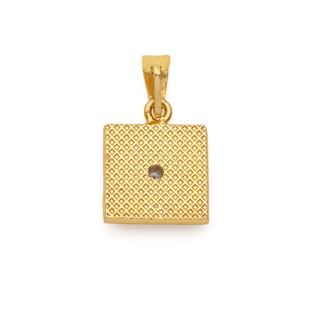 Byzantine Square Pendant in Gold Plated 925 Silver with Zircon