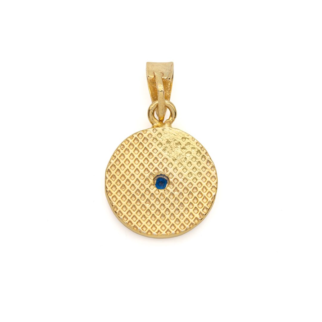Byzantine Circle Pendant with Zircon 925 Sterling Silver Gold Plated