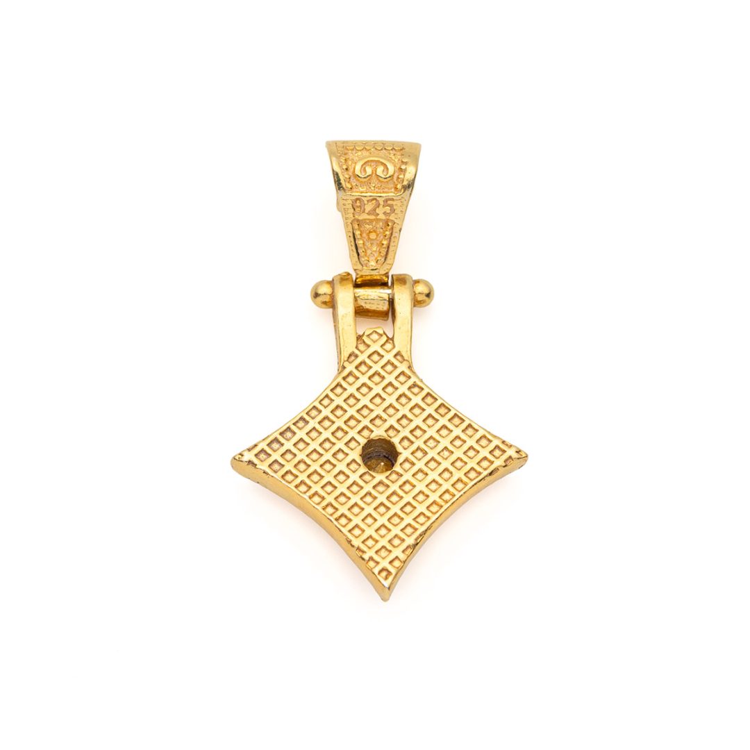 Byzantine Rhombus Pendant in Gold Plated 925 Silver with Zircon