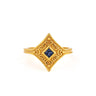 Byzantine Rhombus Ring in 925 Sterling Silver Gold-Plated with Zircon — Blue