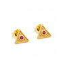 Byzantine Mini Triangle Earrings with Zircon — Red