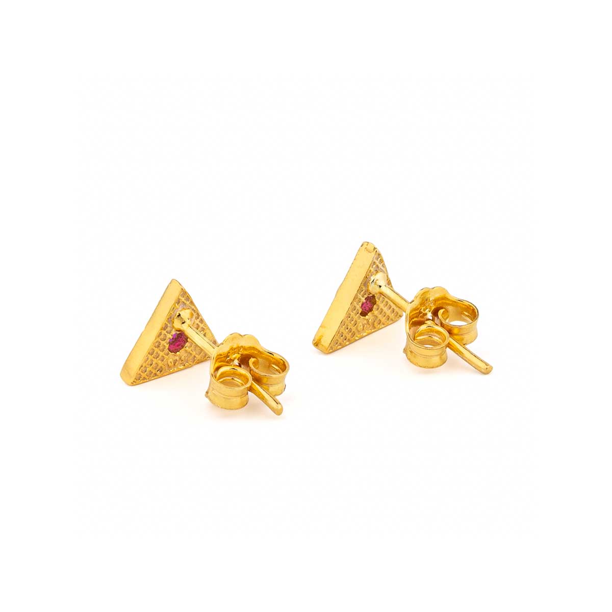 Byzantine Mini Triangle Earrings with Zircon — Green