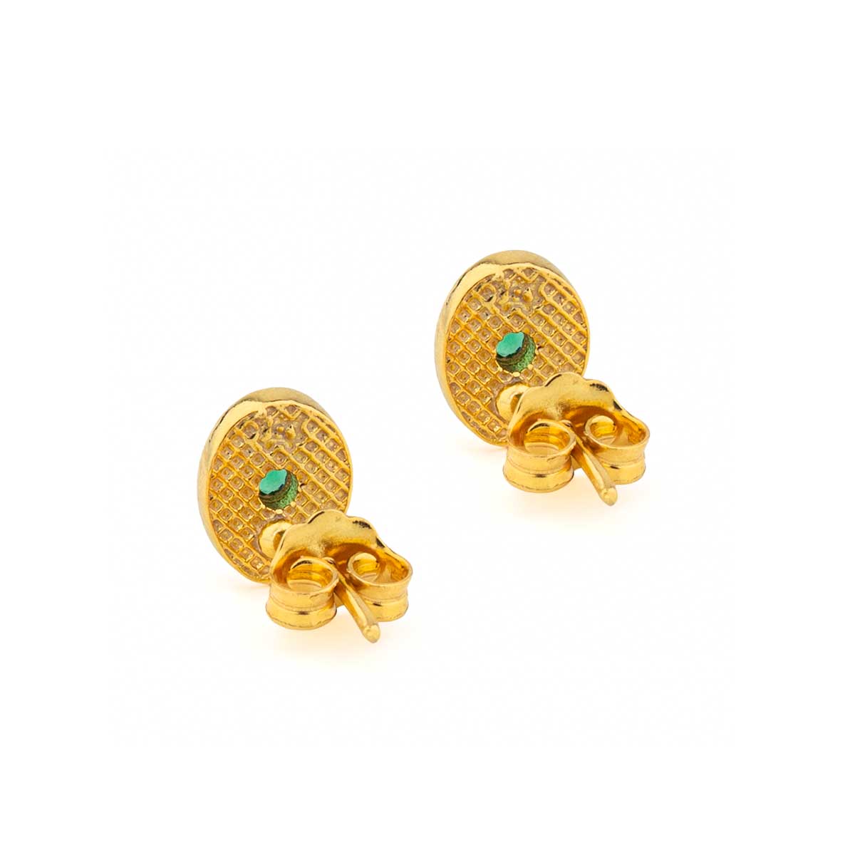 Byzantine Mini Oval Earrings with Zircon — Red