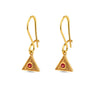 Byzantine Triangle Drop Earrings with Zircon — Red