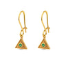 Byzantine Triangle Drop Earrings with Zircon — Green