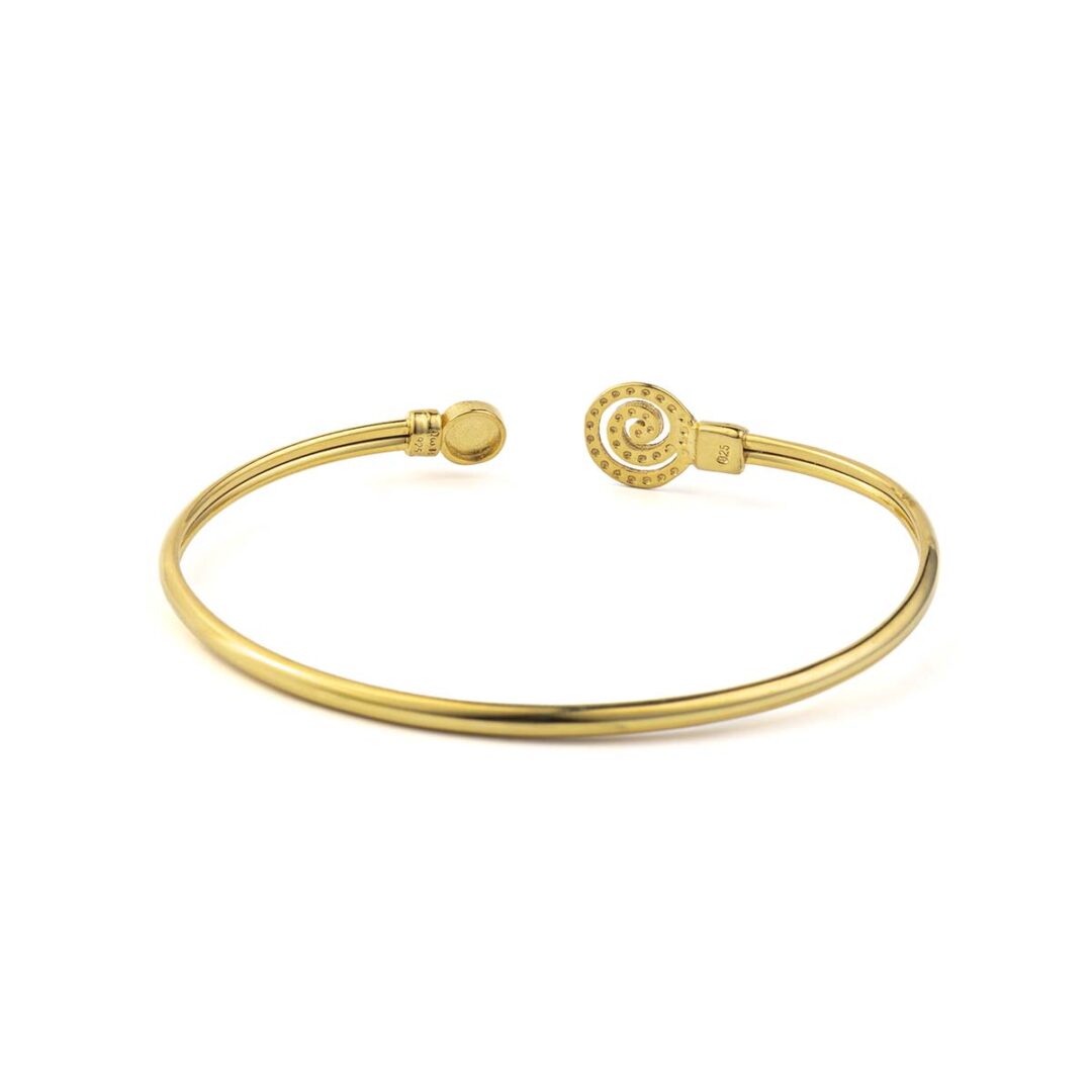 Spiral Cuff Bracelet with Stone - 925 Sterling Silver