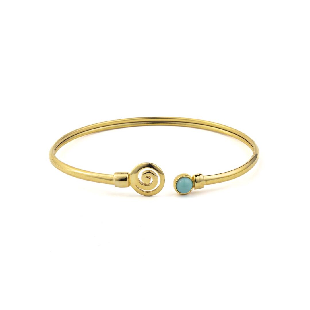Spiral Cuff Bracelet with Stone - 925 Sterling Silver