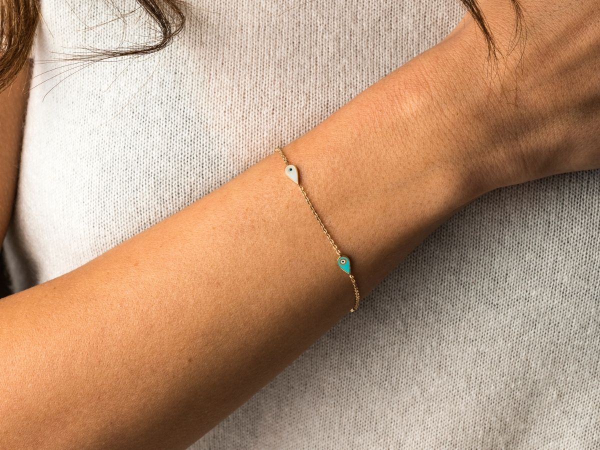 Evil eye bracelet: Greek Mati bracelet inspired by the traditional symbol of protection.