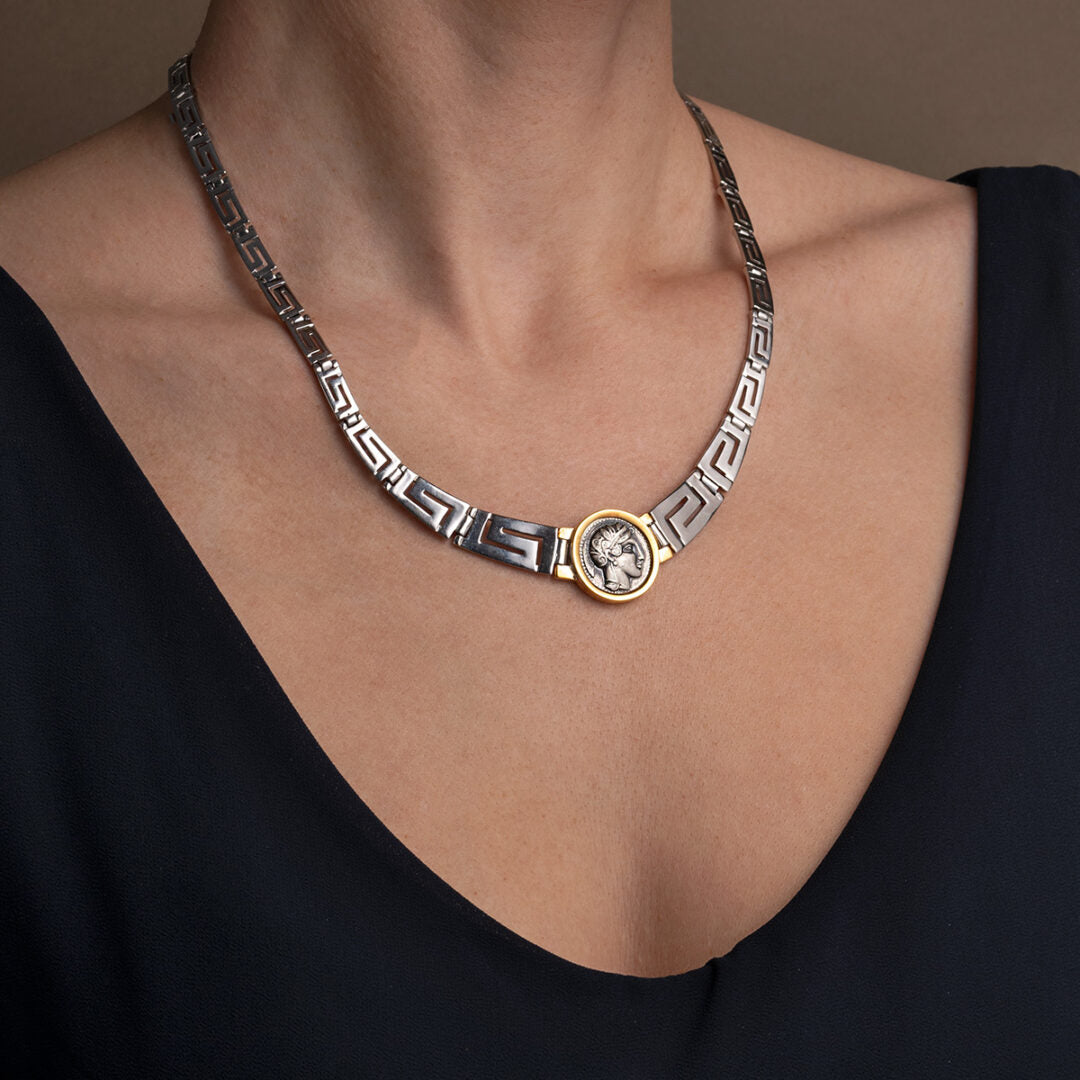 Athena and Owl Necklace – 925 Sterling Silver and Gold Plated