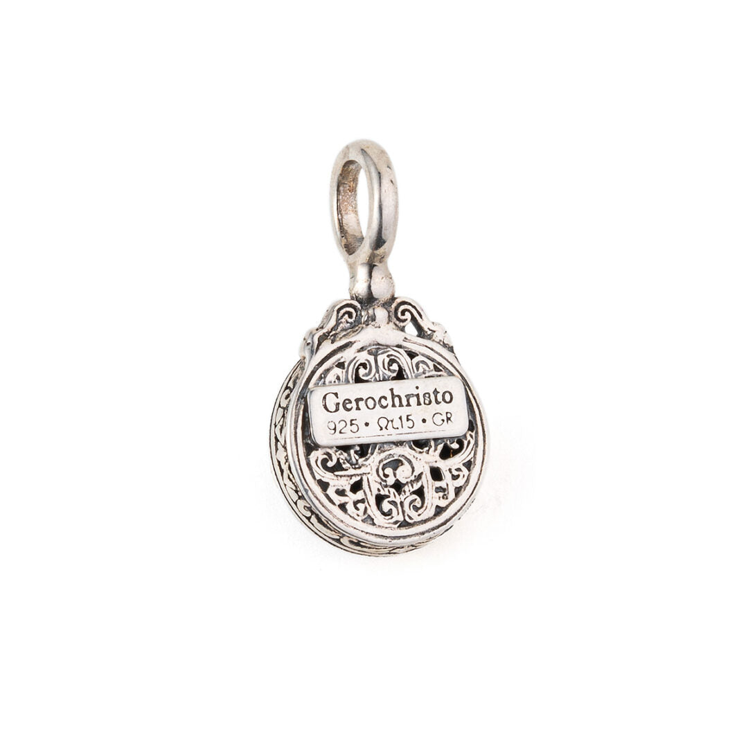 Gerochristo - Iris Round Pendant in Sterling Silver with Gemstone