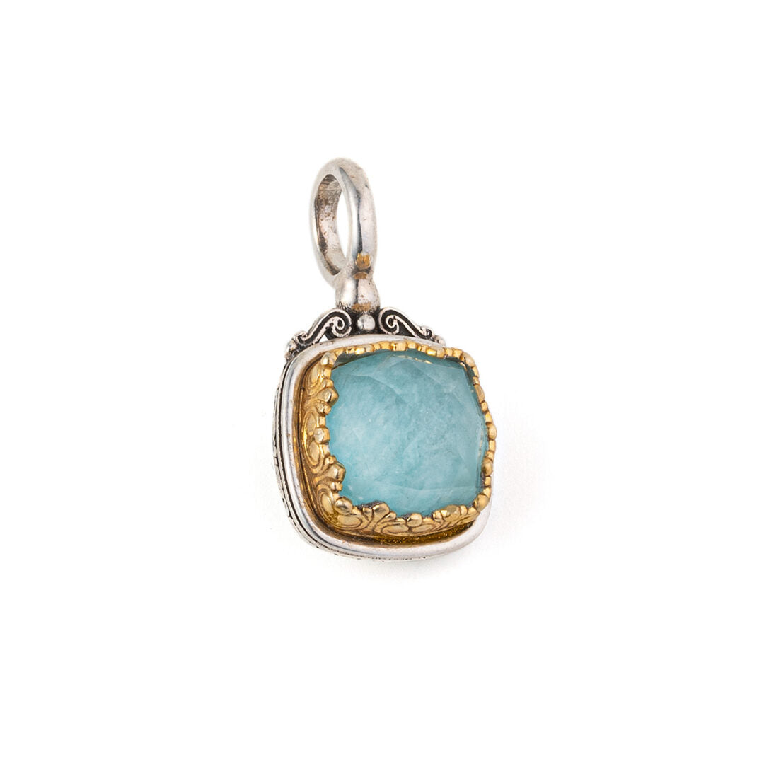 Gerochristo - Iris square pendant in Sterling Silver with Amazonite