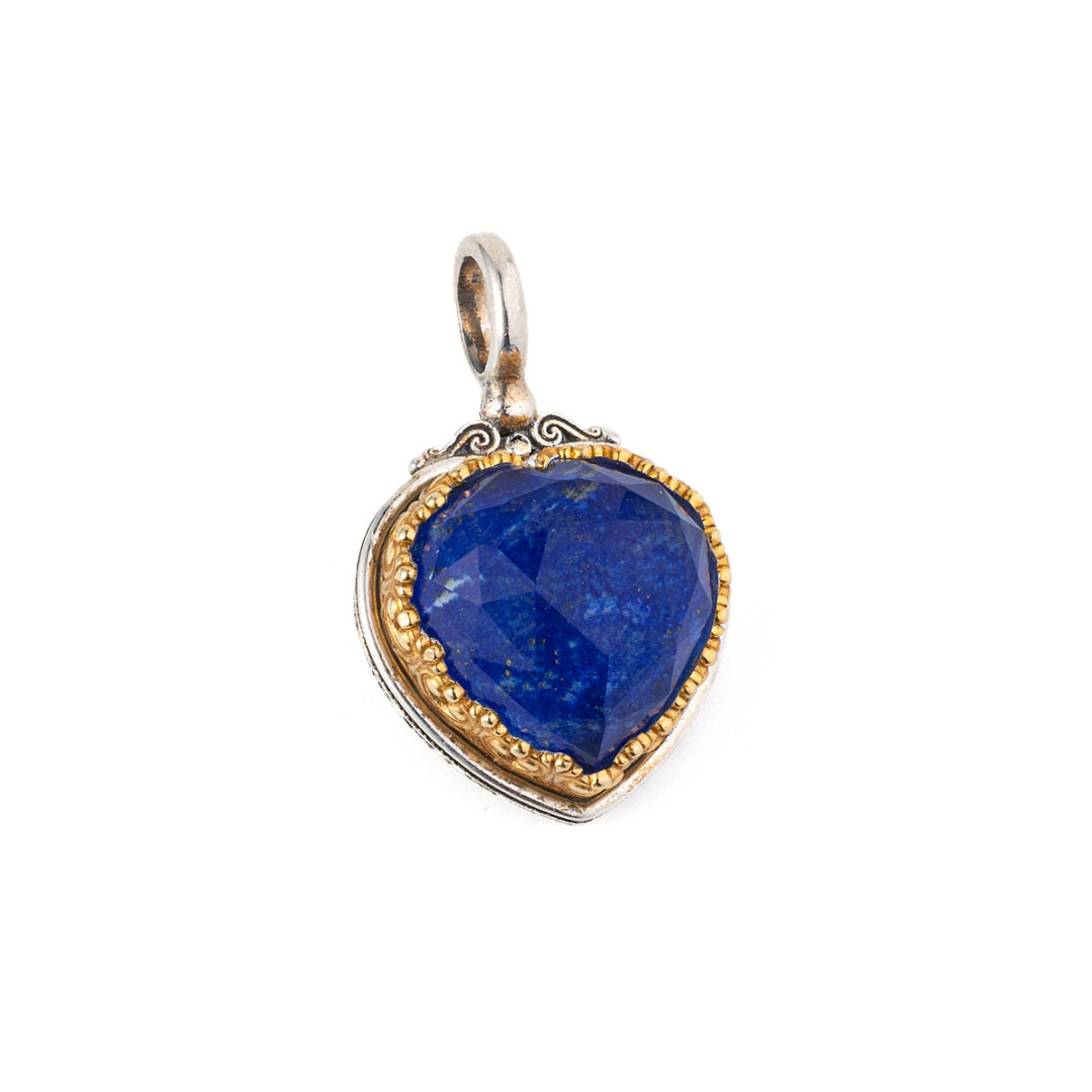 Gerochristo - Iris Heart Pendant in Sterling Silver with Gemstone