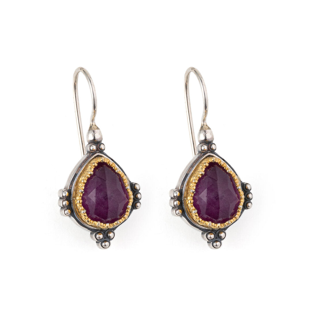 Gerochristo - Semeli Earrings in Sterling Silver with Purple Quartz